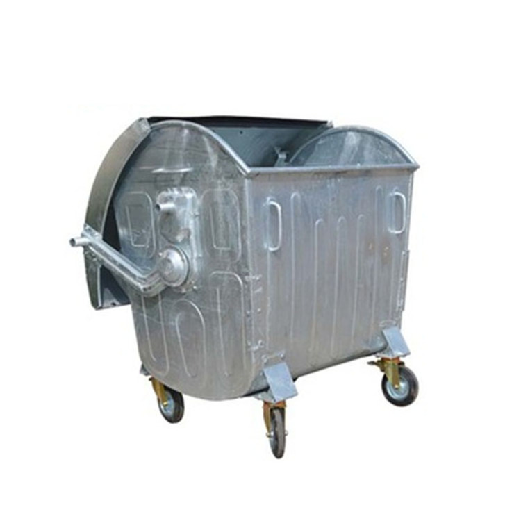 1100L Galvanized Bin Metal Garbage Container 1100 Litres With Wheels