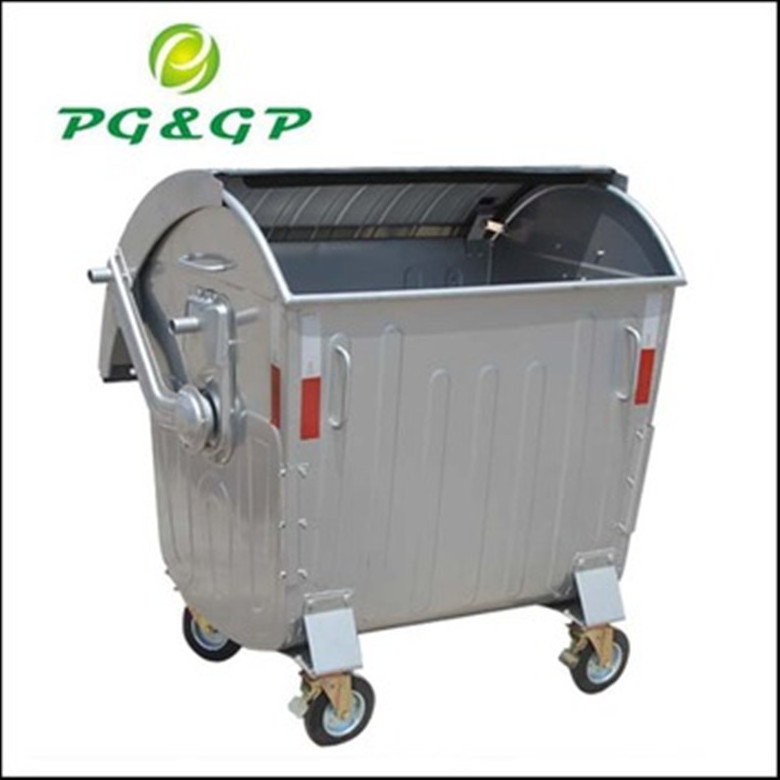 1100L Galvanized Bin Metal Garbage Container 1100 Litres With Wheels