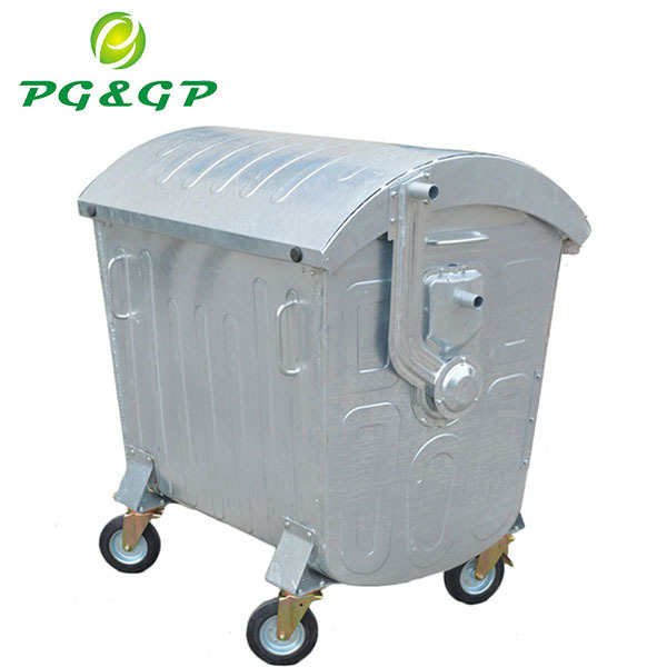 1100L Galvanized Bin Metal Garbage Container 1100 Litres With Wheels