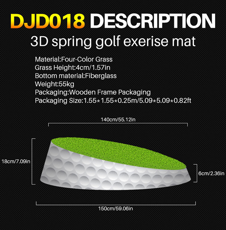 PGM DJD018 360 degree rotation training golf swing mat adjustable slope golf hitting mat