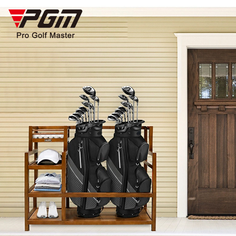 PGM golf bag and shoe storage rack suppliers wood golf bag storage rack golf club display rack