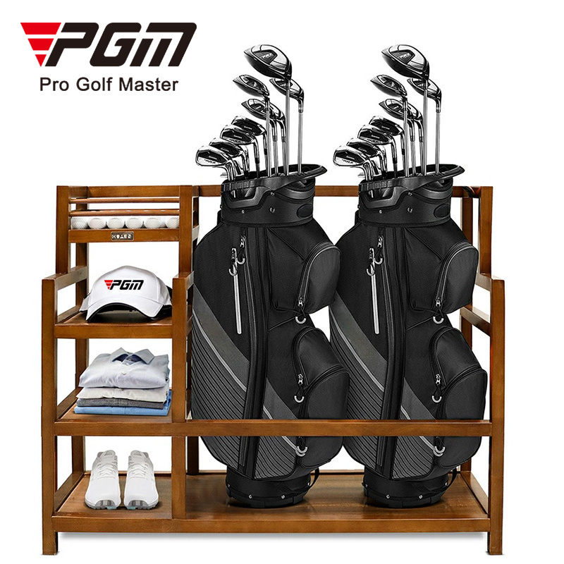 PGM golf bag and shoe storage rack suppliers wood golf bag storage rack golf club display rack