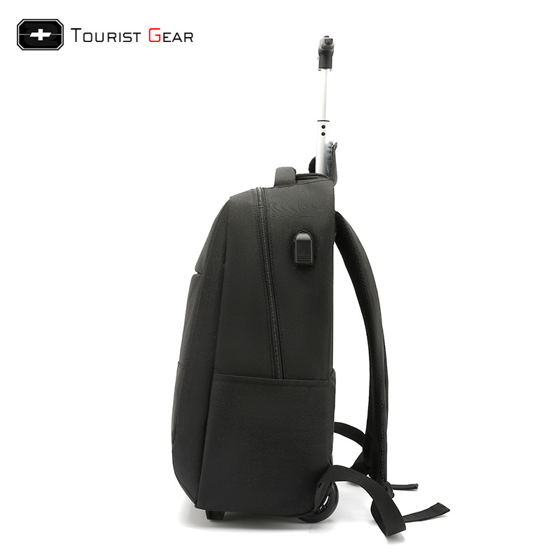 Wholesale trolley backpack  for men waterproof business travel backpack with USB charging port  nylon bag with wheels