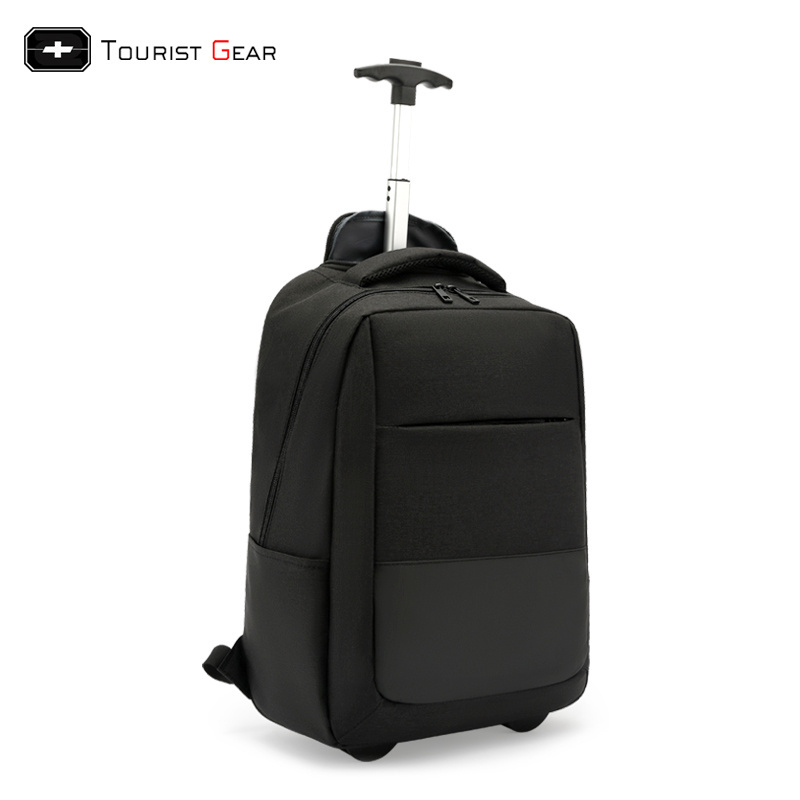 Wholesale trolley backpack  for men waterproof business travel backpack with USB charging port  nylon bag with wheels