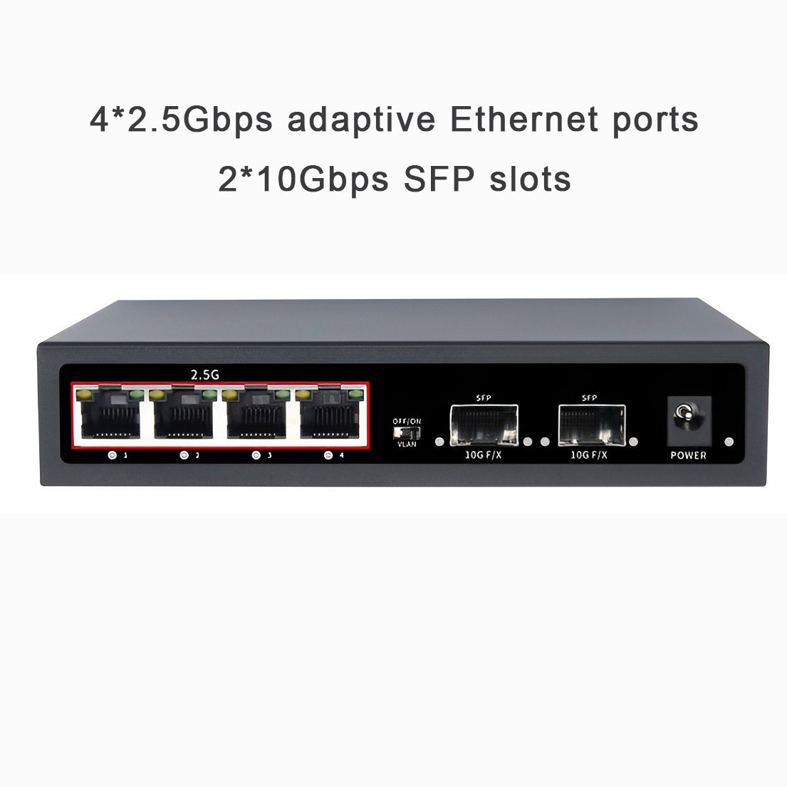 2.5G 10/100/1000M Network Switches 2Sfp 4 Port Gigabit Unmanaged Fiber Ethernet Switch For Office And Home