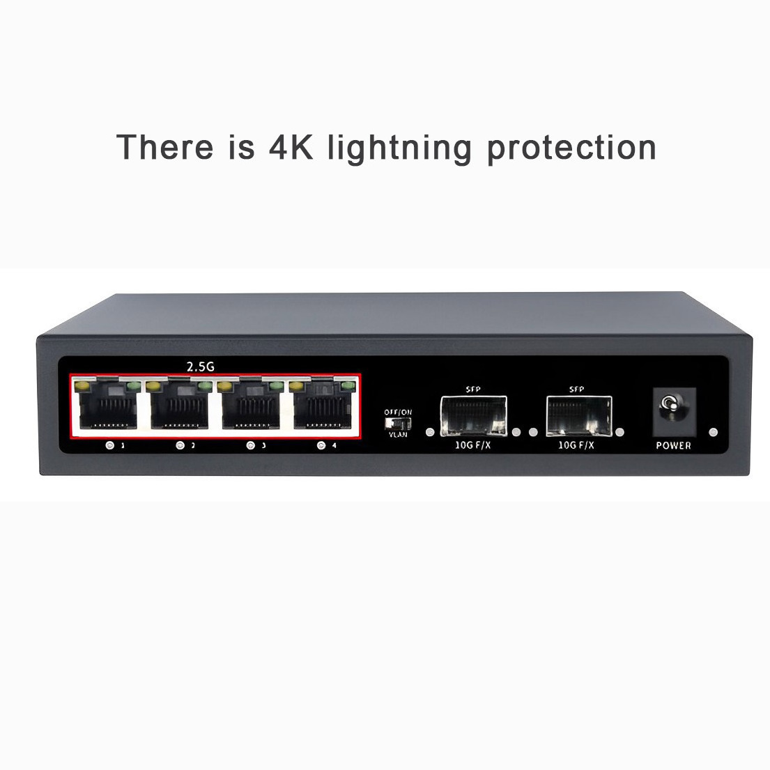 2.5G 10/100/1000M Network Switches 2Sfp 4 Port Gigabit Unmanaged Fiber Ethernet Switch For Office And Home