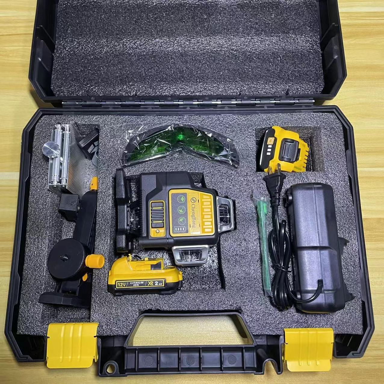 cross 16 lines lithium battery green beam laser level set self leveling 4d auto rotary construction nivel laser level kits