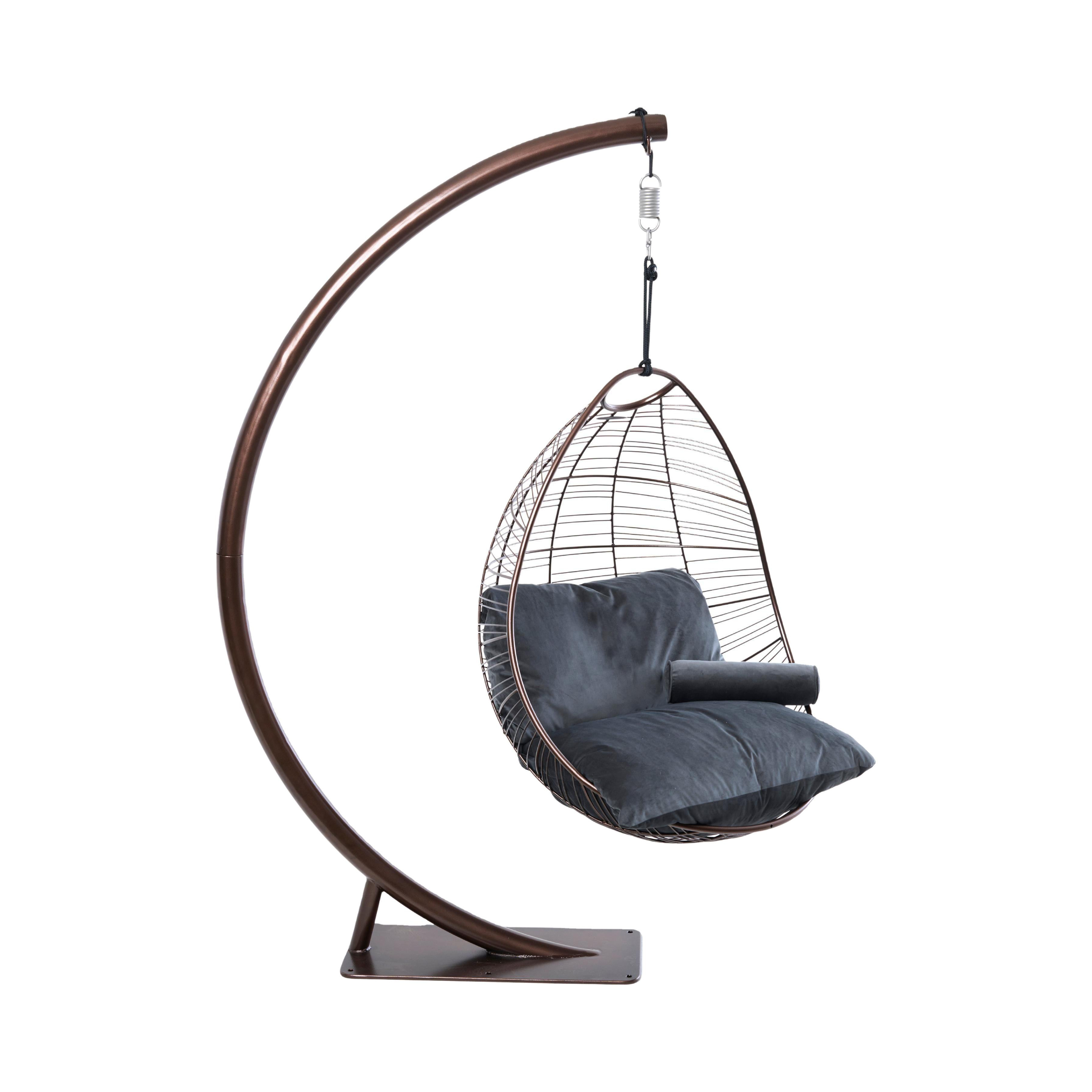 Modern Outdoor Swing Egg Chair with Steel Frame, Soft Cushion for Garden, Courtyard