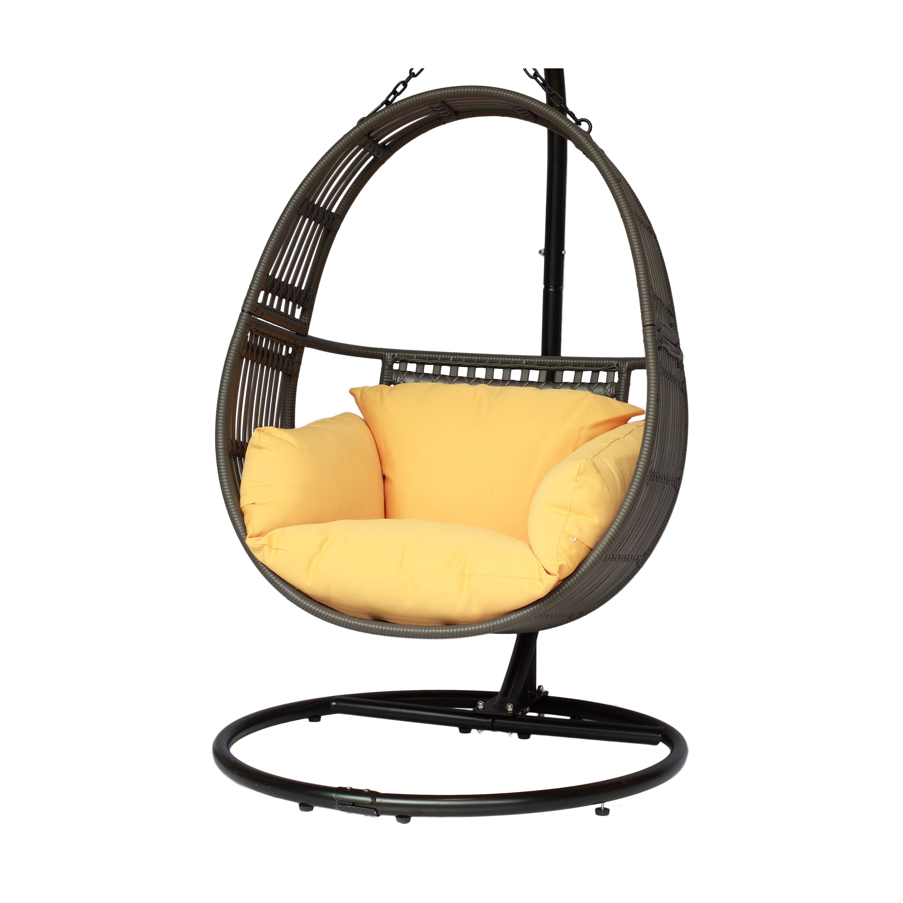 Modern Outdoor Swing Egg Chair with Steel Frame, Soft Cushion for Garden, Courtyard