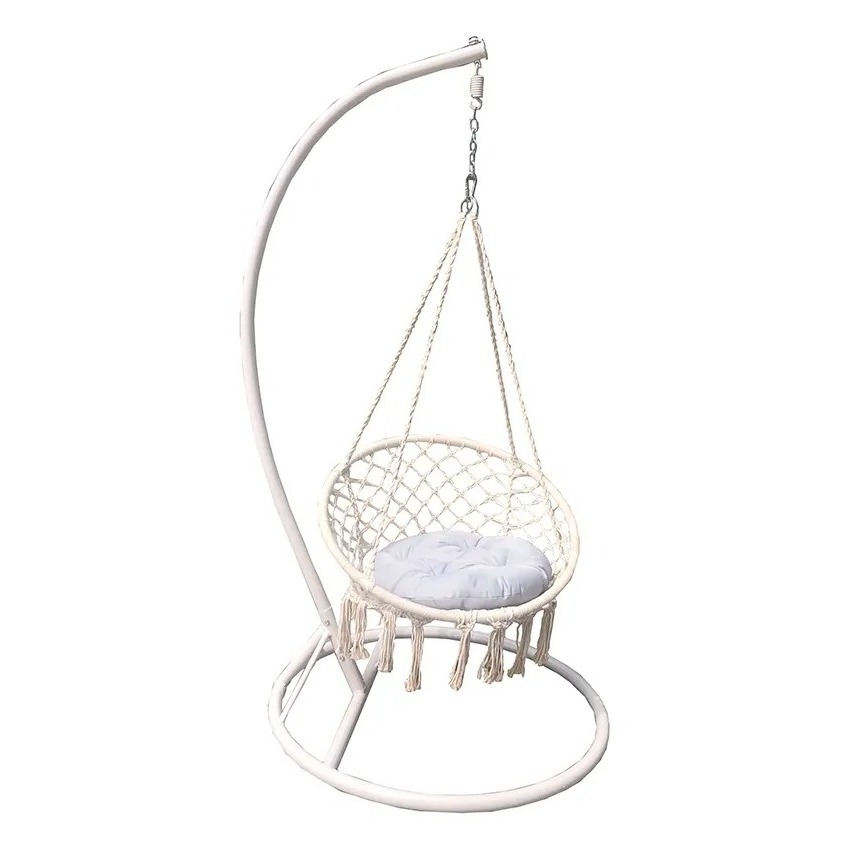 Modern Outdoor Swing Egg Chair with Steel Frame, Soft Cushion for Garden, Courtyard