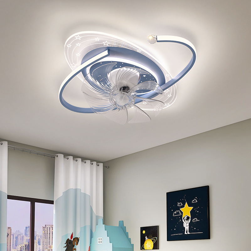 Decorative Modern Dimming Creative Low Profile Fan Lamp For Bedroom Kids Room Smart Ceiling Fan With Light Fixture