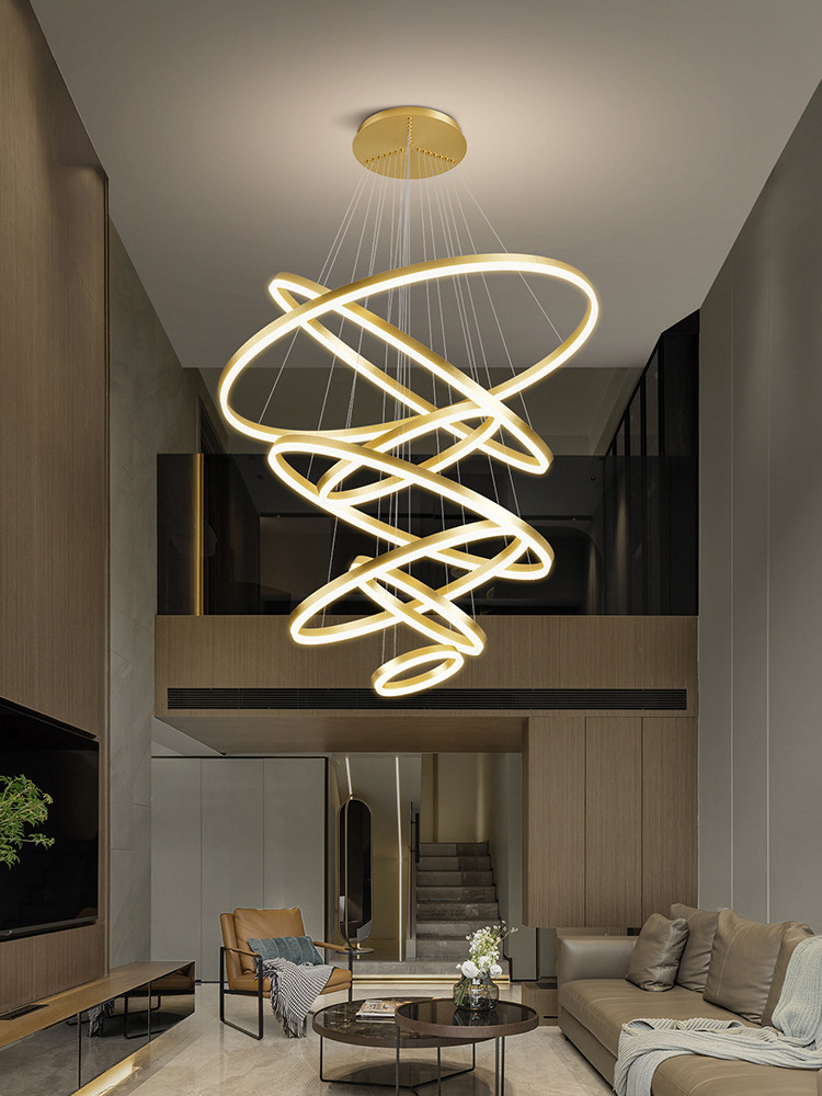 New Style Ceiling Elegant Indoor Ring Led Circle Chandelier Modern Stainless Steel Pendant Light