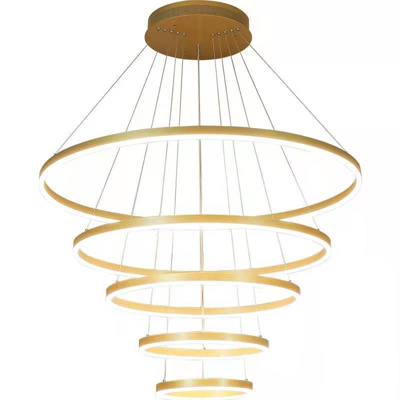 New Style Ceiling Elegant Indoor Ring Led Circle Chandelier Modern Stainless Steel Pendant Light