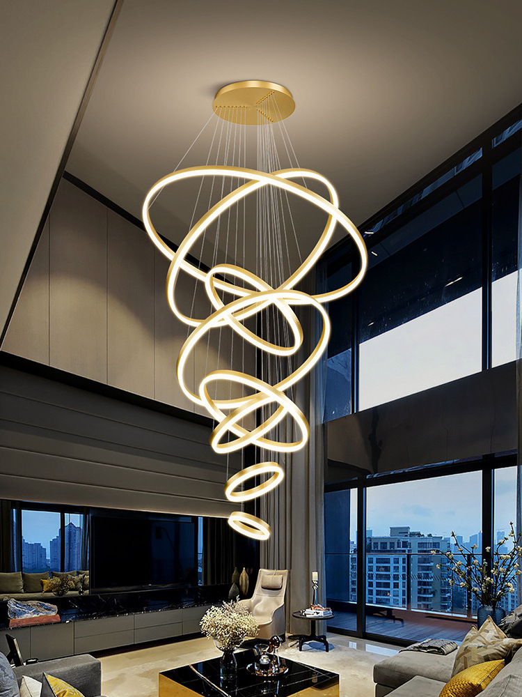 New Style Ceiling Elegant Indoor Ring Led Circle Chandelier Modern Stainless Steel Pendant Light