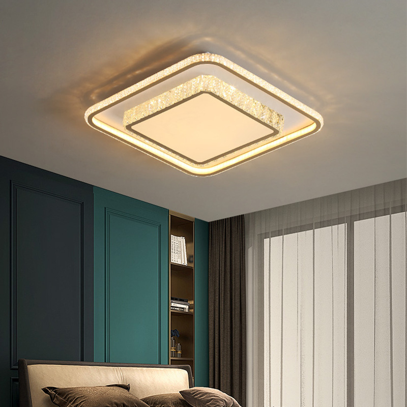 Home Atmosphere Acrylic Round LED Ceiling Lamp Gold Chandeliers Nordic Bedroom Light Fixture