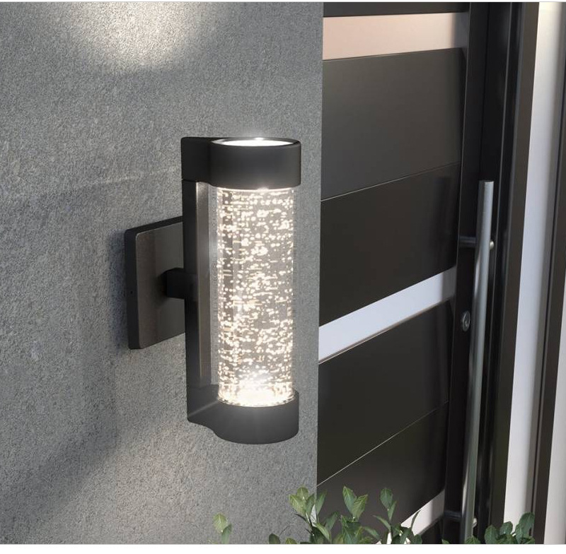 Aluminum Balcony Mounted Black Ip65 Waterproof Wall Lamp Decorate Modern Design Garden Corner Led crystal Wall Light outdoor