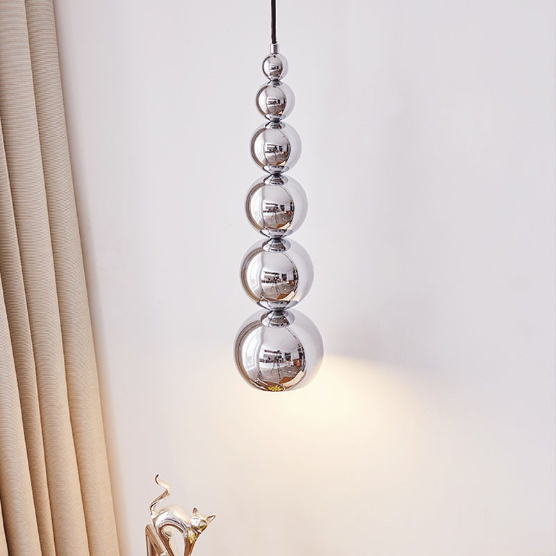 Modern Silver Chrome Metal Pendant Light Gourd Vintage Style Chandelier for Hotel Home Kitchen LED Ceiling Lamp