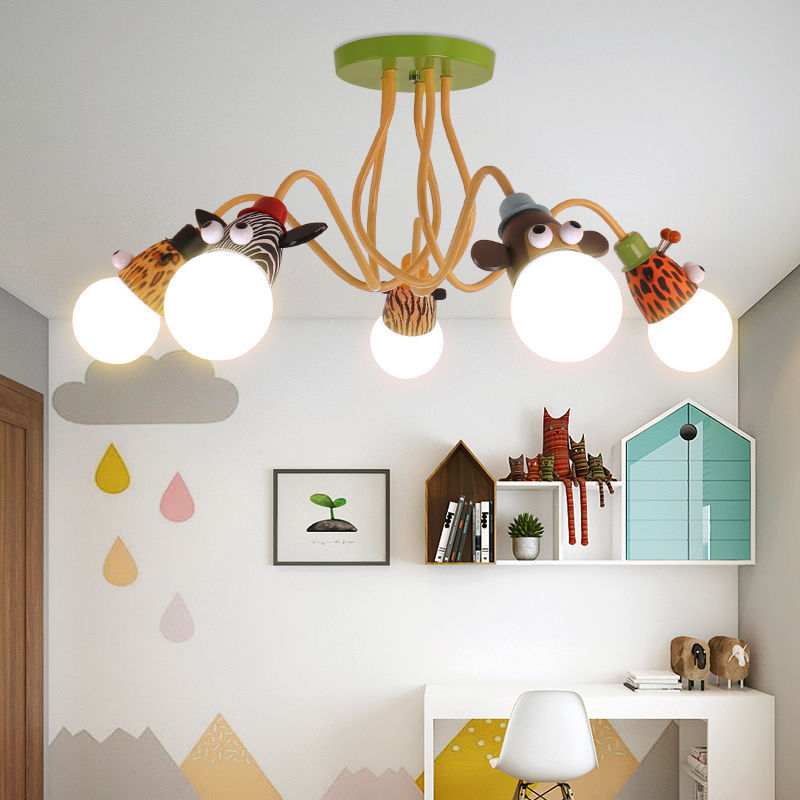 Nordic modern creative animal colorful kids living room led pendant ceiling lights personality lamp fixture