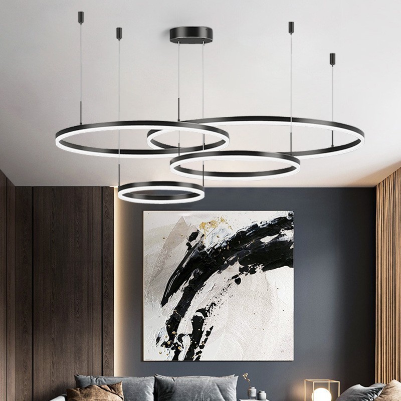 Round Led Chandelier Designer Foyer Custom Led Commercial Light Fixtures Contemporary Ring Led Chandelier for Living Room