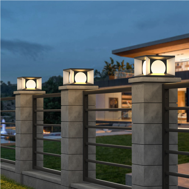 European style solar pillar mount light household main gate lights outdoor garden park landscape post top lighting