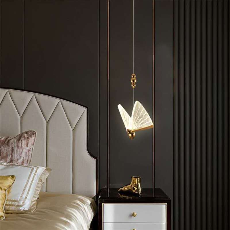 Nordic butterfly bedroom bedside villa duplex staircase lamp modern simple clothing store single head Chandelier