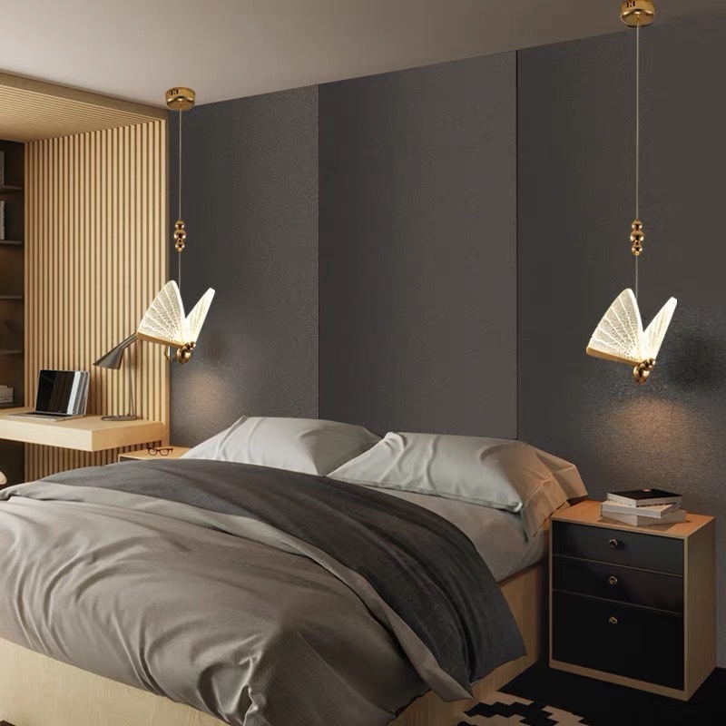 Nordic butterfly bedroom bedside villa duplex staircase lamp modern simple clothing store single head Chandelier