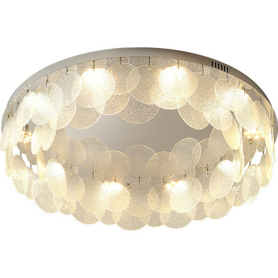 Modern Style LED Ceiling Lamp Living Room Bedroom Dining Room Kitchen Round Glass Silver Luster Chandelier House Decor Fixture