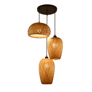 high quality Bamboo Chandelier Handwoven Rattan Pendant Light Wicker Lamp Shade Ceiling Light Fixture Weave Hanging Light