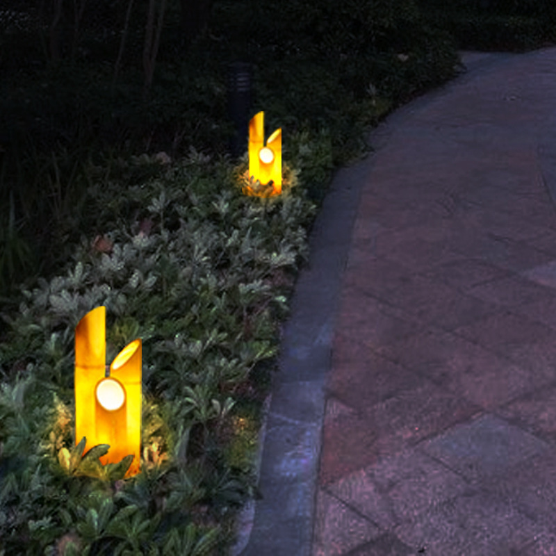 Solar Stump Lamps Decorative Garden Lawn Statue Park Landscape Lighting Simulation Tree Stump Bamboo Lawn Lights