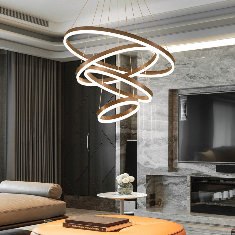 Round Led Chandelier Designer Foyer Custom Led Commercial Light Fixtures Contemporary Ring Led Chandelier for Living Room