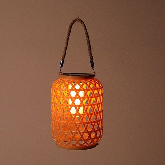 Solar imitating bamboo woven lantern outdoor yard decoration light yard portable solar light