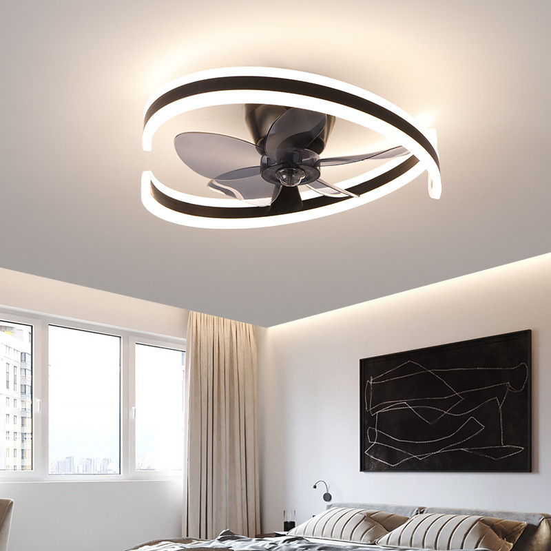 LED ceiling fan copper silent motor low noise 110V / 220v modern ceiling fan light chandelier Low Profile Flush Mount chandelier