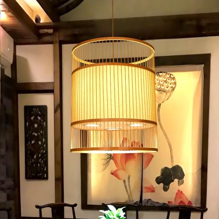 Natural Rattan Wicker Chandeliers Hand-Woven Bamboo Lampshades E27 Lighting Fixtures Hanging Light Bamboo Lantern Pendant Lamp