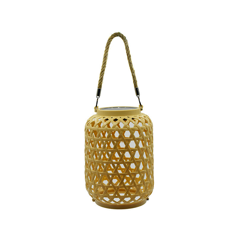 Solar imitating bamboo woven lantern outdoor yard decoration light yard portable solar light