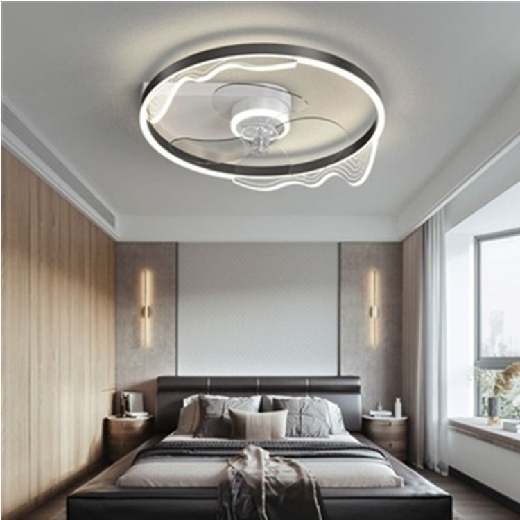 Iron Natural Wind LED with Remote Dimmable Dining Room Bedroom Kitchen Ceiling Fan With Light