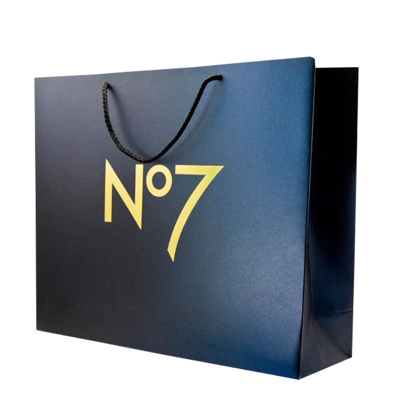 Luxury boutique gift custom printed packaging matt black paper shopping bags