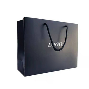 Luxury boutique gift custom printed packaging matt black paper shopping bags