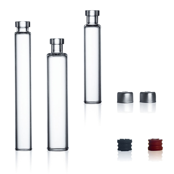 Chinese factory 1.5ml 1.8ml 3ml clear Borosilicate glass sleeve for pen syringes Cartridge  with plunger and aluminium cap