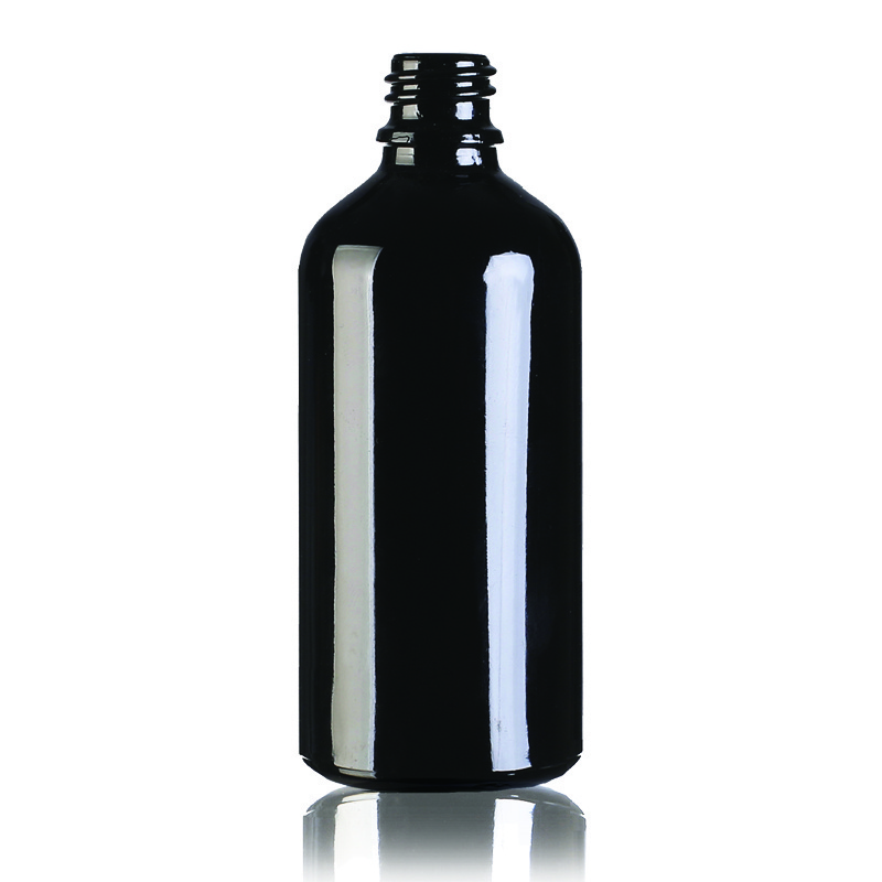 100ml black frosted cosmetic bottle essential oil glass  bottle with measurement pipette DIN18mm