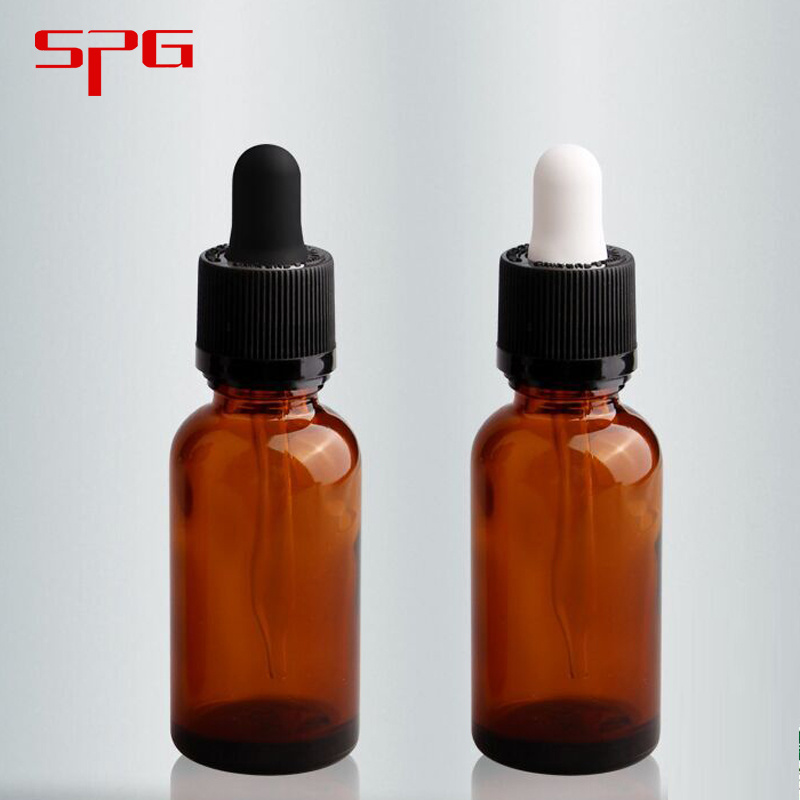 30ml Amber cosmetic glass  bottle essential oil  with pipette DIN18mm