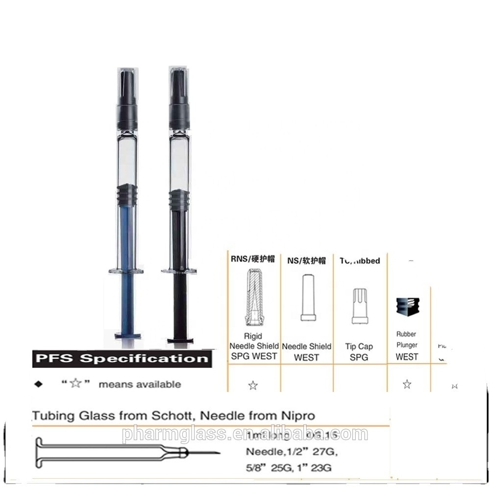 Prefilled Syringe Medical Luer Lock Prefilled Glass Syringe 1ml