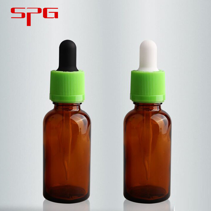 30ml Amber cosmetic glass  bottle essential oil  with pipette DIN18mm