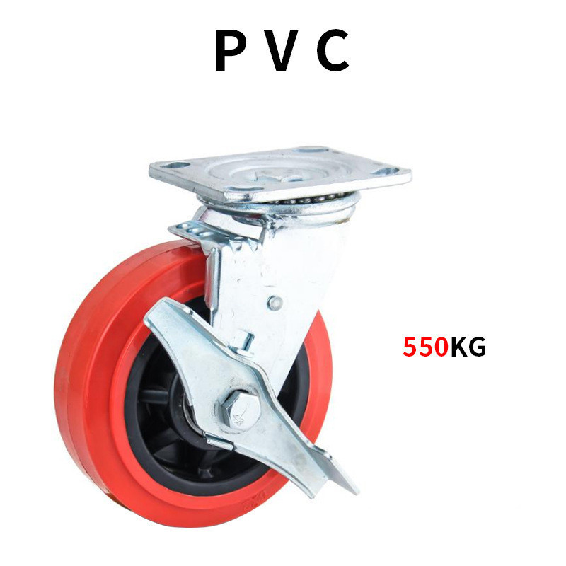 PH209 Heavy Duty Caster Wheel 4 Inch 5 Inch 6 Inch 8 Inch Polyurethane Wheel PU Industrial Wheel Red PVC Lifting Carrier Casters