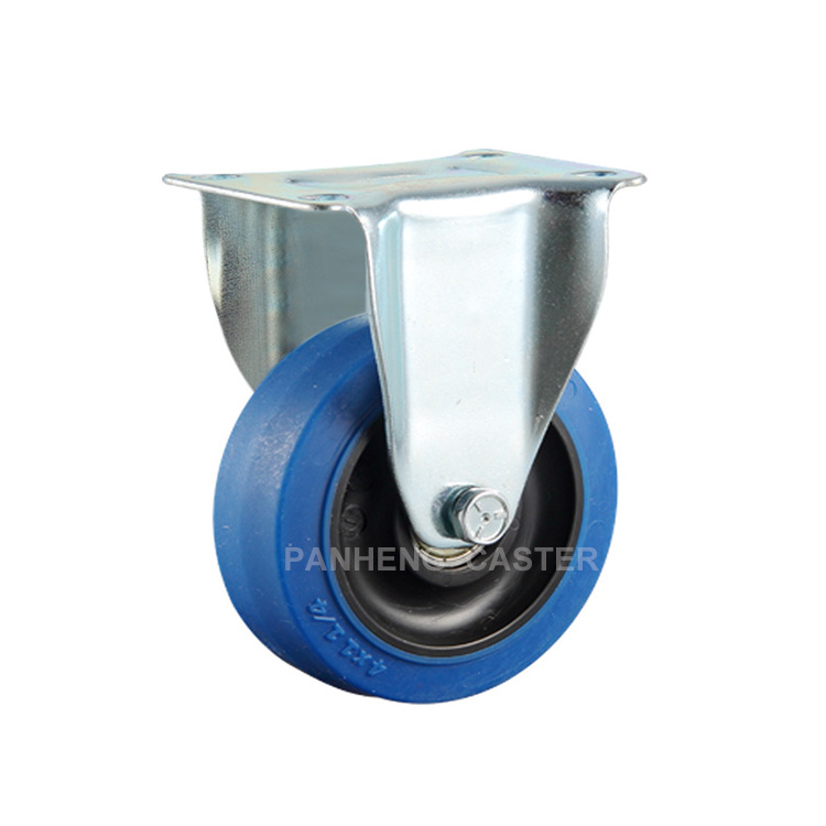 PH222 Medium Duty Elastic Rubber Caster Cups Wheels With Brakes Lock Stem Caster Replacement Blue Stem Screw Casters