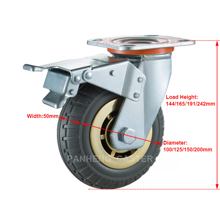 Household industrial wheels 6 inch universal wheels brake casters flat cart trailer 4 inch 5 inch 8 inch rubber wheels