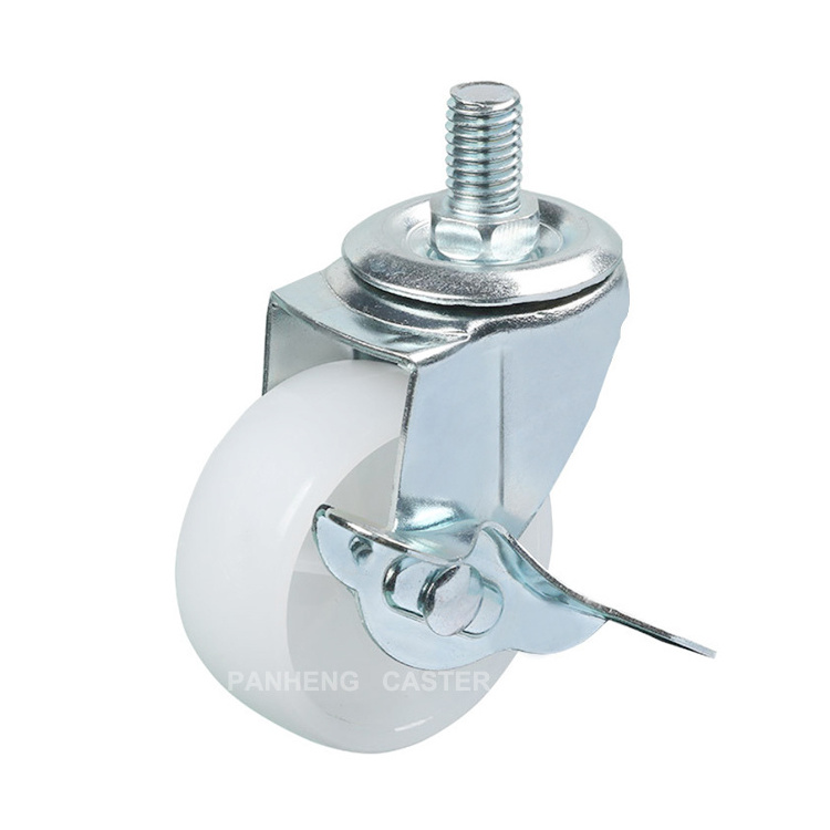 Factory Price Light Duty 1/1.25/1.5/2/2.5/3 Inch Stem White PP Caster Wheel