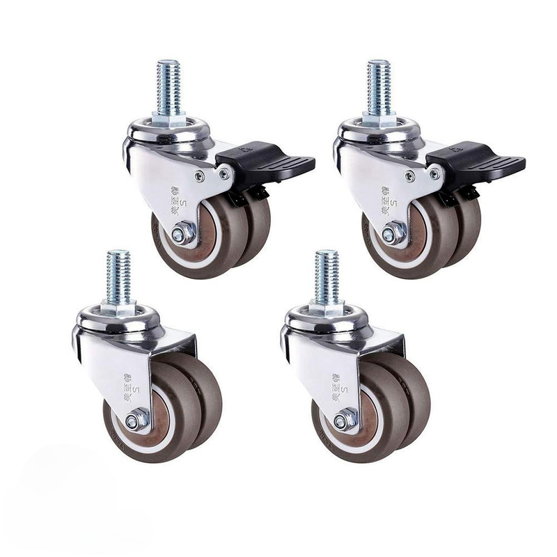 PH026 2 inch Heavy Duty Swivel Stem Rubber Caster Wheels M12 x 25mm Locking Casters Replacement Casters for Furniture