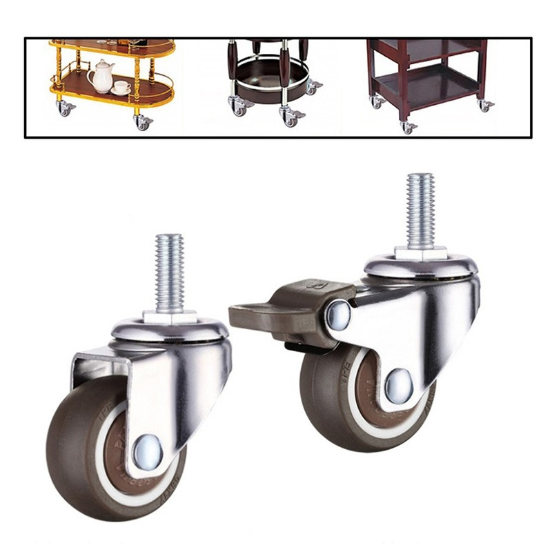 PH021 Furniture Caster with Brake Wheels Swivel Soft Rubber Rollers for Office Chair Cart Trolley Workbench