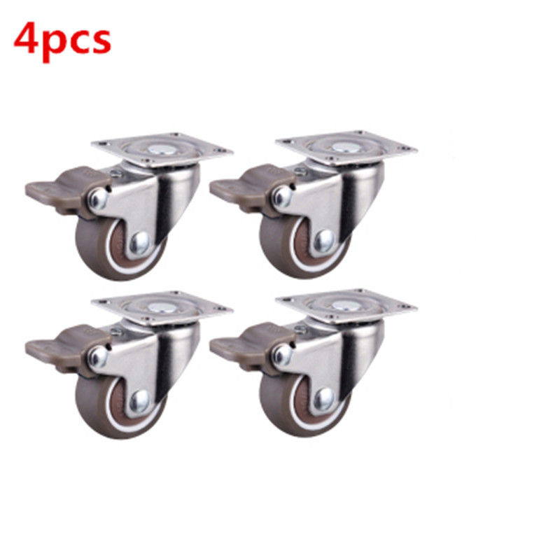 PH025 Furniture Casters Wheels Soft Rubber Swivel Caster Silver Roller Wheel For Platform Trolley Chair Household Accessories