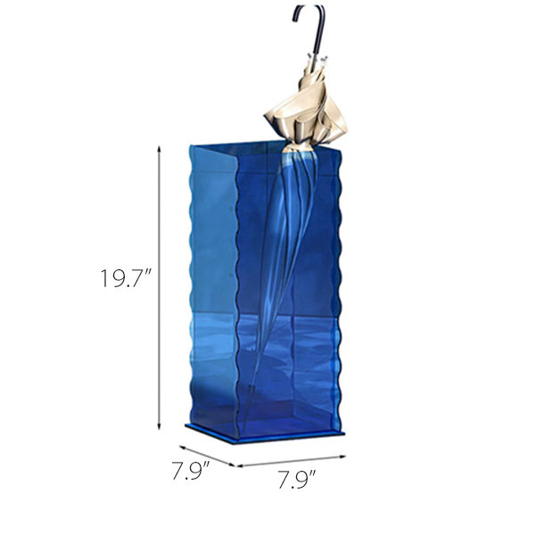 bespoke floor standing translucent blue or orange acrylic umbrella display box umbrella stand rack